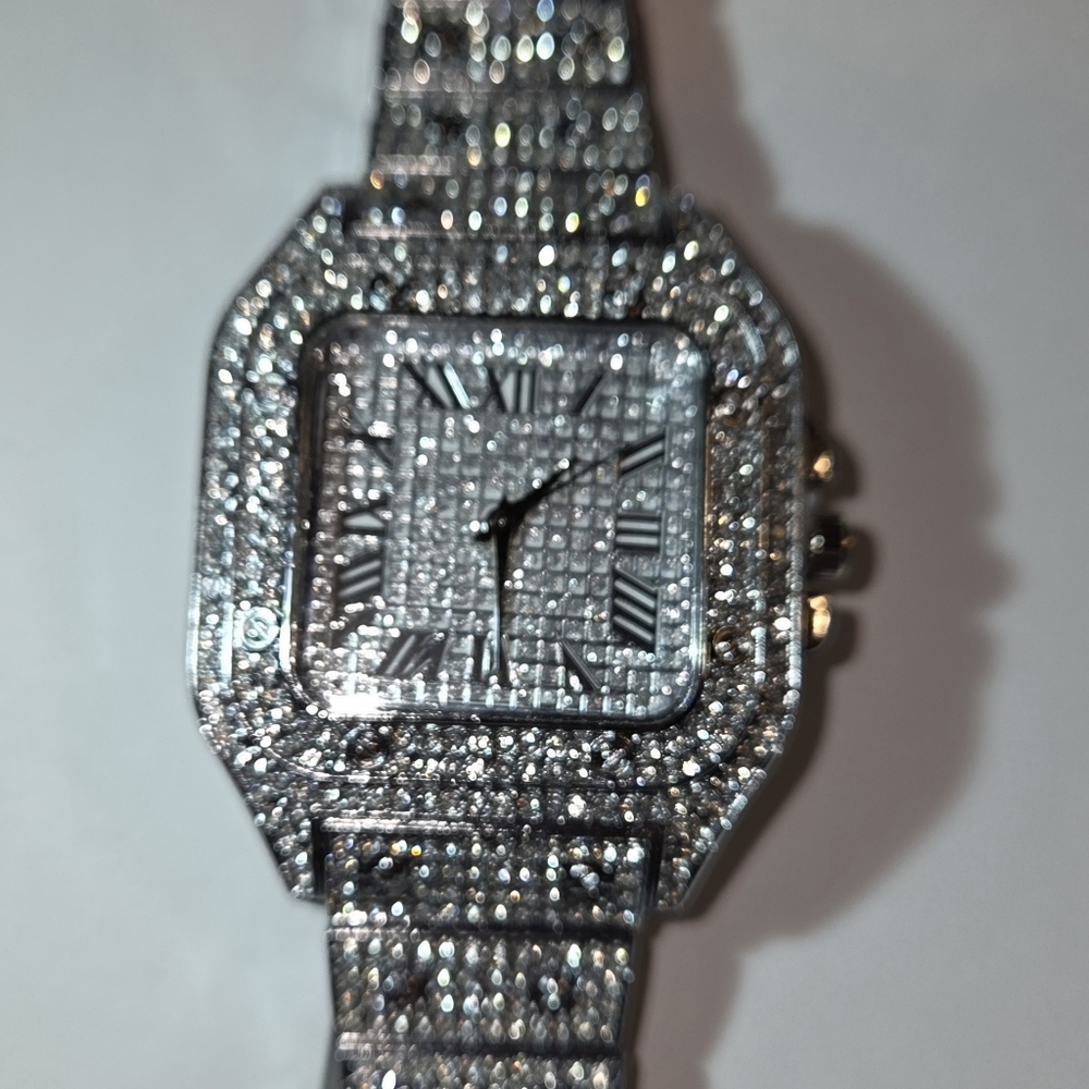 Iced Out VVS Square Roman Dial Gold | Stainless Steel Bust Down Watch (NWOT)